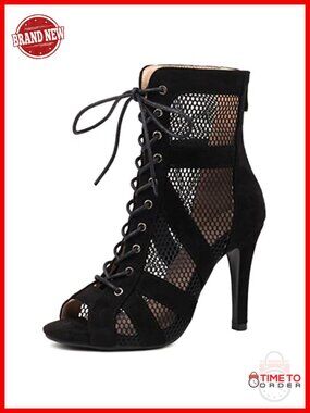 Women Gladiator Peep Toe Stiletto Heeled Sandals Lace-Up Ankle Booties